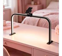 48W Manicure Table Lamp w/Phone Holder, Foldable Half Moon Nail Desk Lamp, No Flicker & Shadow-Free Arc Half Moon Light for Salon Nail Technicians & Home DIY Manicure Enthusiasts(Black,2PCS)