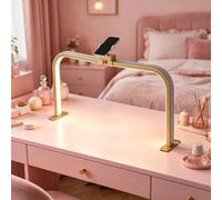 48W Manicure Table Lamp w/Phone Holder, Foldable Half Moon Nail Desk Lamp, No Flicker & Shadow-Free Arc Half Moon Light for Salon Nail Technicians & Home DIY Manicure Enthusiasts(Gold,6PCS)