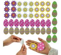 48x Easter Foam Stickers - Self-Adhesive for Kids Easter Crafts, Easter Egg and Sunflower Shapes, Perfect for DIY Embellishment, Scrapbooking, and Decorative Fun