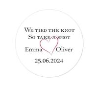 48x Personalised 40mm Round Wedding Favour Stickers,Favour 'We Tied The Knot' Sticker,Love Heart Envelopes Seals,Sweet Cone Favour Bag Labels, Rustic Wedding Craft Embellishment - Rd 075