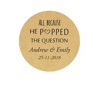 48x Personalised 40mm Wedding Favour Stickers All Because He Popped The question Labels,Engagement Bachelorette Party Favours,envelopes Seals,Sweet Cone Candy Bag Labels,Wedding Cards/Craft - Rd 170