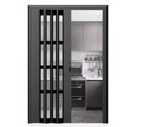 48x80 30x80 72x80 60x80 36 in. X 80 in. Multifold Interior Doors Sliding Accordion Door with Hardware, Modern Room Divider Door for Living Rooms, Bedrooms, Kitchens(Black,24x80in(61x203.2cm)