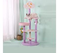 49.2 Inches Cute Cat Tree Tower with Sisal Scratching Posts, Multi-Level Cat Activity Tree Climbing Tower for Indoor Cats Kittens Pet House Play Rest (A)