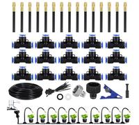 49.21Ft Drip Irrigation Kit, Garden Drip Irrigation System - 360° Adjustable Automatic Watering System with Brass Nozzles for Yard, Lawn, Greenhouse Plants