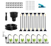49.21Ft Irrigation System Kit, 360° Bendable Automatic Garden Watering System Automatic Drip Irrigation Kits Adjustable Brass Mist Nozzles for Greenhouse Yard Lawn Plant