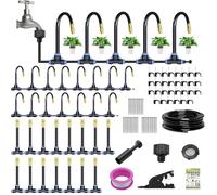 49.21Ft Quick-Connect Drip Irrigation System Kit,360°Bendable Automatic Garden Watering System,Adjustable Nozzle Copper Sprayer Sprinklers,Drip Irrigation System for Greenhouse, Yard, Lawn, Plant