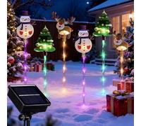 49.5cm 6pcs Moving Solar Christmas Lights, LED Waterproof Moving Christmas Lights Outdoor Decors, Solar Power Stakes Decorations, Christmas Tree Snowman Reindeer Santa, for Pathway Patio Lawn (A)