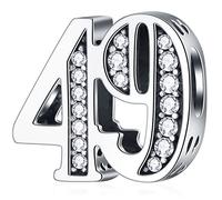 49 Birthday Charms fits Pandora Charm Bracelet, 925 Sterling Silver 49th Anniversary Beads with CZ Birthstones, Number 49 Years Old Gifts for Mother/Father/Best Friends