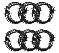 49 Foot Fake Rusted Barbed Wire Decoration 15m Plastic Barb Wire Easy to Bend Outdoor Garden Security Fence Fencing Anti-Cat Fox Bird Deterrent Spikes Roll Cowboy Western Party Decor (Black)