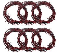 49 Foot Red Fake Rusted Barbed Wire Decoration 6 Pcs Halloween Plastic Barb Wire Decoration Prop Rust Red Western Decor Rusty Western Party Decorations Cowboy Decor for Cowboy Western Party Decor