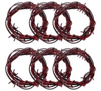 49 Foot Red Fake Rusted Barbed Wire Decoration 6 Pcs Halloween Plastic Faux Barb Wire Decoration Prop Western Decor Rusty Western Party Decorations Cowboy Decor for Cowboy Halloween Party Decor