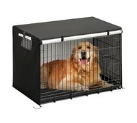 49 Inch Dog Crate Cover - Heavy Duty Windproof Pet Kennel Cover with Roll-Up Door Flap & Mesh Windows, Water Resistant for Indoor & Outdoor Use, Universal Fit for Large Dog Cages