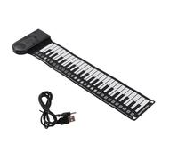 49-key Hand-rolled Electronic Piano Portable Folding Hand-rolled Piano Soft Piano Beginners Practice Electronic Piano(Black)