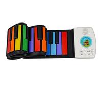 49 Key Hand Rolled Piano With Speaker Portable Folding Electronic Piano For Beginners To Practice(Rainbow)