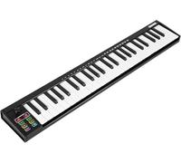 49 Key MIDI Keyboard Controller, USB MIDI Keyboard Controller with DAW Integration, 8 Drum Pads & OLED Display, Perfect for Music Production, Black