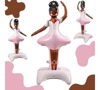 49" Large Ballerina Balloons for Party Decorations, Giant Self Standing Inflatable Dance Balloon, Pink Foil Balloon for Girls Women Wedding Baby Shower Ballet Themed Birthday Party Decor Supplies