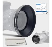 49 mm universal metal lens hood, wide angle lens hood, compatible with all 49 mm camera lenses, 49 mm lens cap and lens cleaning cloth