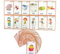 49 Pcs Adjective Flash Cards, Learning First English Word Cards for Teacher/Autism Therapists Home school ESL Teaching Aid Materials, Tools