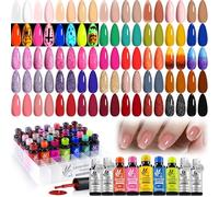 49 PCS Gel Nail Polish Set,45 Colors All Season Colors with Halloween Neon Glow in the Dark Effect, Nail Primer,Builder Base Coat,Glossy,Matte Top Coat Clear Jelly Nude Red Glitter Nail Varnish A950
