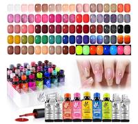 49 Pcs Milky White Nude Pink Gel Nail Polish Set Including Must-Have Solid Colors, Jelly Semi-Translucent Builder Base, Glow in the Dark Neon, Holographic Glitter, Top Coat, Soak Off UV LED Kit 950