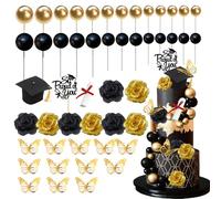 49-Piece Classic Black and Gold School Decoration Set, A Variety of Cake Decorations, First Day of School Decoration for First Day of School Decoration and Party Decorations for Various Learning
