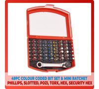 49 Set Screwdriver Bits Slotted Pozi Security Hex Phillips Torx Ratchet Spanner