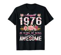 49 Year Old Floral August 1976 49th Birthday Women Apparel T-Shirt