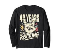 49 Years Still Rocking 49th Birthday Funny 49 Rocker Biker Long Sleeve T-Shirt