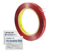 4910 Clear Double Sided Acrylic Foam Tape - Strong Transparent Mounting Tape for Glass, Acrylic, Plastic & Metal - Weather Resistant Invisible Adhesive 19mm x 3m with IPA & Adhesion Promoter Wipes