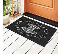 494 Kitchen Mat 40X60cm Vikings Mjolnir Rune Wheel Norse Mythology Symbol Entrance Rug Machine Washable Door Mat Indoor Rubber Dirt Trapper Mat For Home, Office, Patio
