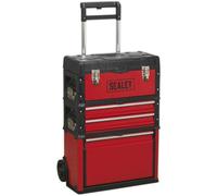 495 x 280 x 720mm Portable Tool Chest / Toolbox - Multi Compartment Wheeled Unit