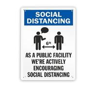 496 Warning Metal Tin Sign,Social Distancing Sign As a Public Facility We're Actively Encouraging Social Distancing,Easy to Hang 8x12 Inch