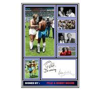 (498) Pele & Bobby Moore Football Legends Signed A4 Photograph (21 X 297 CM) Art Work Wall Art Display Great Gift Idea (REPRINT) #####