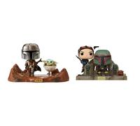 49930 POP Moment: Mandalorian-Mandalorian & Child Collectible Toy, Multicolour & 58391 POP Moment: Mandalorian- Boba Fett & Fennec Shand Multicolor
