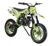 49CC 2-Stroke Kids Dirt Bike - Upgraded Off-Road Mini Motorcycle with Front/Rear Disc Brakes, Pull Start & Comfort Seat - 40km/h Gas Power Motocross for Children Green