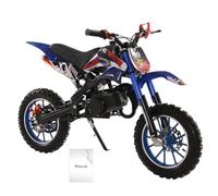 49cc Kids Dirt Bike 2-Stroke Gas Powered Off Road Mini Moto | Durable carbon steel frame featuring hydraulics shock absorption for safe trail riding Blue