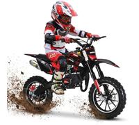 49cc Kids Dirt Bike, Gas Powered Mini Motorcycle, 2-Stroke Engine, Pull Start, Front Rear Disc Brakes & 10 Inch Off Road Tires, Pocket Bike for Teens Outdoor Riding, Speeds Up to 40 MPH (Red)