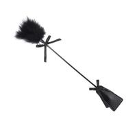 49cm portable horse whip, leather whip for equestrian training, soft touch, providing commands to the horse while offering better protection(Black)