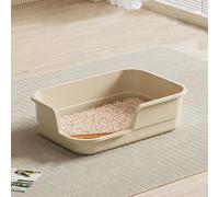 49cm Semi Enclosed Large Cat Litter Tray Box High Sided UK Deep Toilet Loo Adult Cats Kitten Pan Pet Loo Easy Cleaning Lowered Entry Step Easy Access Elderly Cat Trays (White)