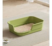 49cm Semi Enclosed Large Cat Litter Tray Box High Sided UK Deep Toilet Loo Adult Cats Kitten Pan Pet Loo Easy Cleaning Lowered Entry Step Easy Access Elderly Cat Trays (Green)
