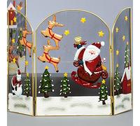 49cm Traditional Christmas metal Fireguard with Santa & Sleigh