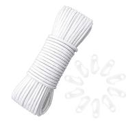49ft/15M Nylon Flagpole Halyard Rope 6mm Thick White - With 10 PCS Flag Pole Clips - Durable Multifunctional Rope For Sailing Rigging Hanging Clothes Garden Outdoor