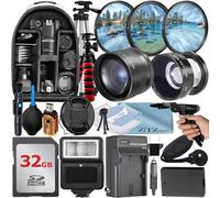 49mm Accessory Bundle for Canon EOS: R100, R50, R10, M5, M6 Mark II, M6 + LP-E17 Battery + 32GB Memory Card + Wide Angle + Telephoto Lens + Battery Charger + Backpack + Flash + More (32GB Card)