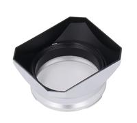 49mm Camera Lens Hood, Universal Aluminum Alloy Retro Square Matte Lens Hood Shade, Photography Accessory for X100 Series Cameras (Silver)