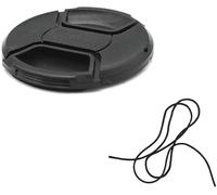 49mm Center Pinch Snap-On Front Lens Cap with Anti-Lost String for DSLR Cameras, Compatible with Canon Nikon Sony Olympus Fuji Pentax