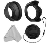 49mm Lens Hood Set Lens Shade Compatible with Canon EF 50mm f/1.8 STM Lens Replaces Canon ES-68 Hood, Collapsible Rubber Lens Hood + Reversible Tulip Flower Lens Hood + Center Pinch Lens Cap