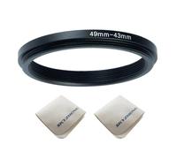 49mm Lens to 43mm Camera Lens Adapter 49mm to 43mm Step Down Ring Adapter Ring for All Brands of UV ND CPL, with Premium Lens Wiping Cloth 2 Pack(49mm-43mm)