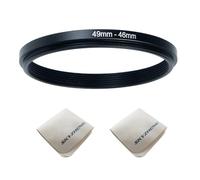 49mm Lens to 46mm Camera Lens Adapter 49mm to 46mm Step Down Ring Adapter Ring for All Brands of UV ND CPL, with Premium Lens Wiping Cloth 2 Pack (49mm-46mm)