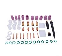 49Pcs for TIG Welding Torch Accessories Kit with for Stubby Gas Lens and #10 Glass Cup for WP-17/18/26 Series, Includes Multiple Alumina Nozzles, Collets and Back Cups