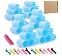 49PCS Hair Rollers Set for Long, Medium, Short Hair - Heatless DIY Hair Styling with Self Grip Rollers, 12 Clips, 3 Sizes of curlers, Storage Box - Volume & Curls Made Easy! (Black, Standard)